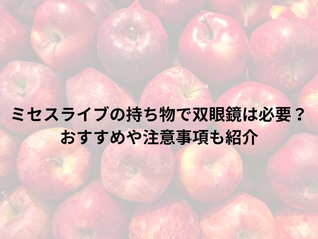 ミセスライブの持ち物で双眼鏡は必要？おすすめや注意事項も紹介